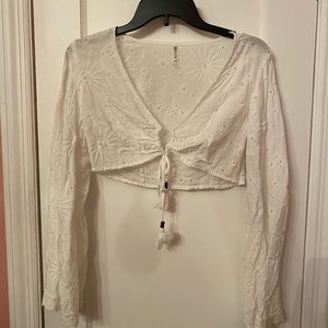 White long sleeve coverup top